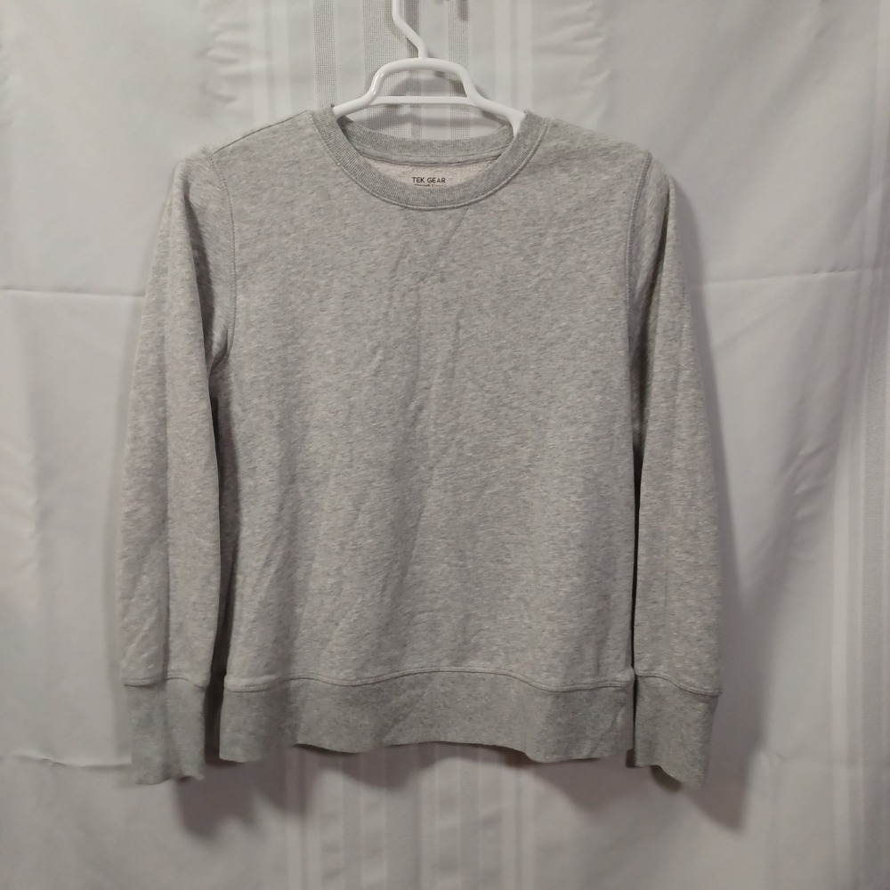 Tek Gear Sweatshirt Womens L Gray Ultrasoft Fleece Crewneck Thumbhole Cuffs